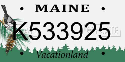 K533925 Maine License Plate