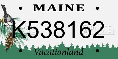 K538162 Maine License Plate