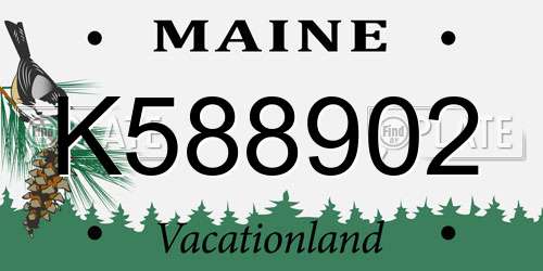 K588902 Maine License Plate