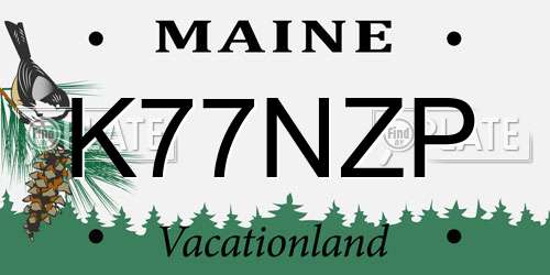 K77NZP Maine License Plate