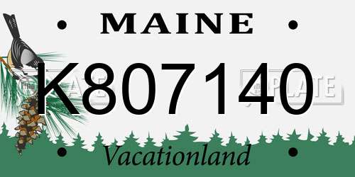 K807140 Maine License Plate