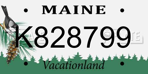 K828799 Maine License Plate