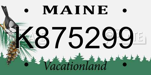 K875299 Maine License Plate