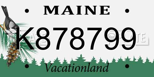 K878799 Maine License Plate