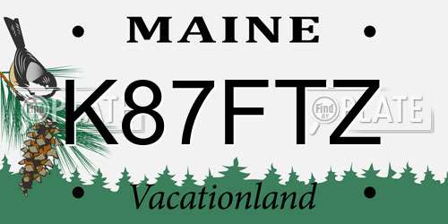K87FTZ Maine License Plate