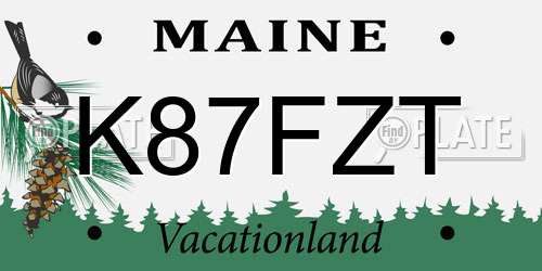 K87FZT Maine License Plate