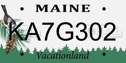 KA7G302 Maine License Plate