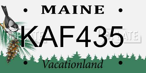KAF435 Maine License Plate
