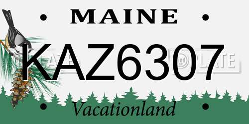 KAZ6307 Maine License Plate