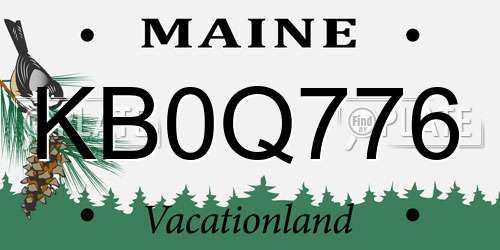 KB0Q776 Maine License Plate
