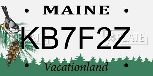 KB7F2Z Maine License Plate