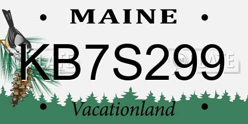 KB7S299 Maine License Plate