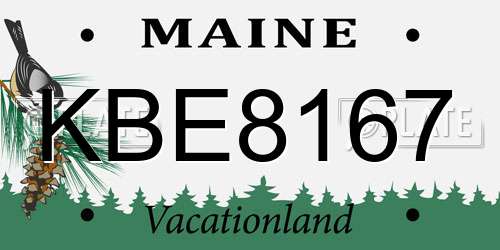 KBE8167 Maine License Plate