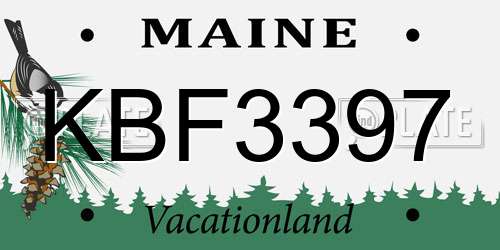 KBF3397 Maine License Plate