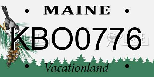 KBO0776 Maine License Plate