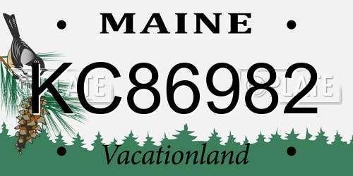 KC86982 Maine License Plate