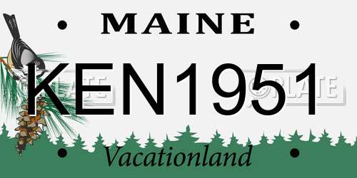 KEN1951 Maine License Plate