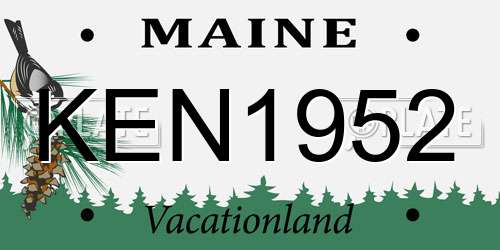KEN1952 Maine License Plate