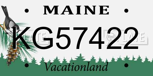 KG57422 Maine License Plate