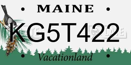 KG5T422 Maine License Plate