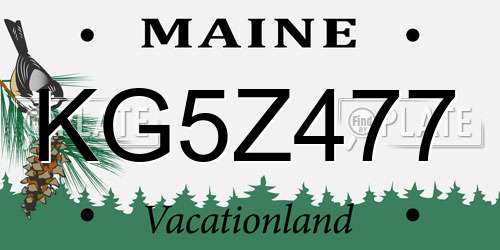 KG5Z477 Maine License Plate
