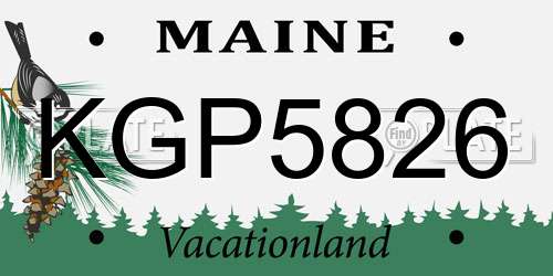 KGP5826 Maine License Plate