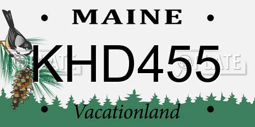 KHD455 Maine License Plate