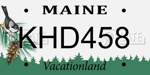 KHD458 Maine License Plate