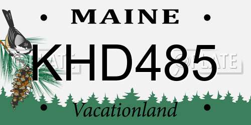KHD485 Maine License Plate