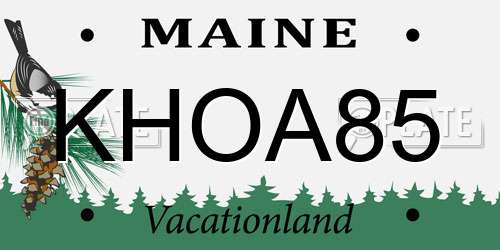 KHOA85 Maine License Plate