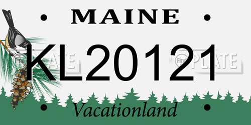 KL20121 Maine License Plate
