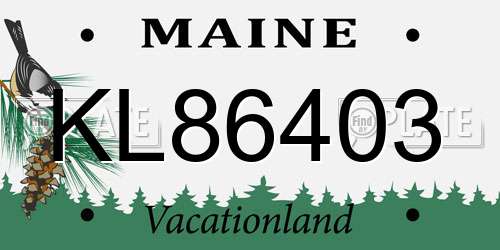 KL86403 Maine License Plate