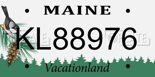 KL88976 Maine License Plate