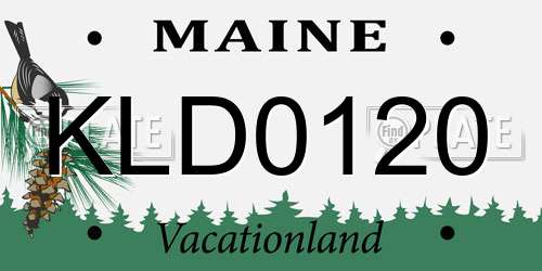 KLD0120 Maine License Plate