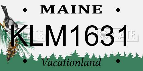 KLM1631 Maine License Plate