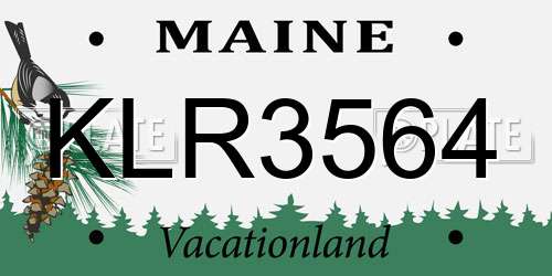 KLR3564 Maine License Plate