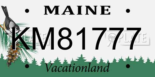 KM81777 Maine License Plate