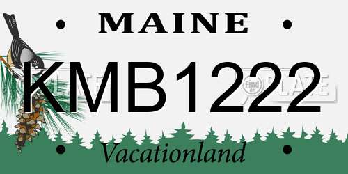 KMB1222 Maine License Plate