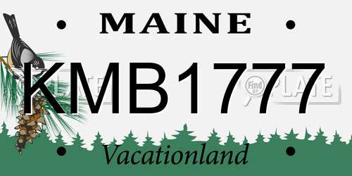 KMB1777 Maine License Plate