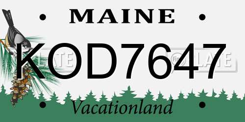 KOD7647 Maine License Plate