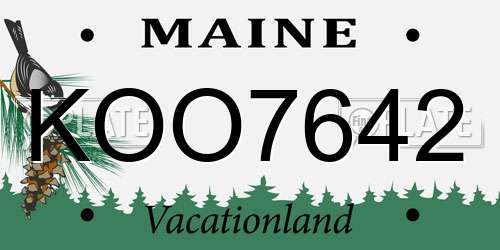 KOO7642 Maine License Plate
