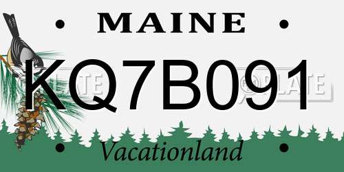 KQ7B091 Maine License Plate