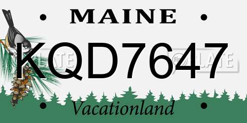 KQD7647 Maine License Plate