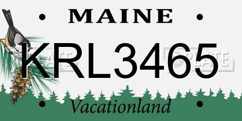 KRL3465 Maine License Plate