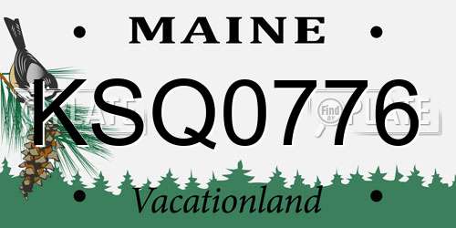 KSQ0776 Maine License Plate