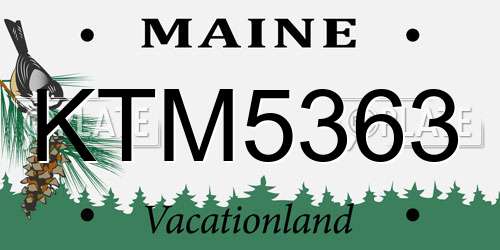 KTM5363 Maine License Plate
