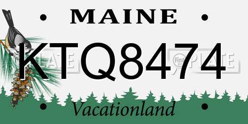 KTQ8474 Maine License Plate