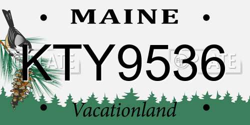 KTY9536 Maine License Plate