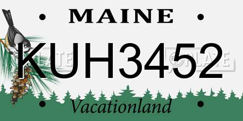 KUH3452 Maine License Plate