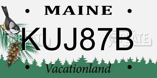KUJ87B Maine License Plate